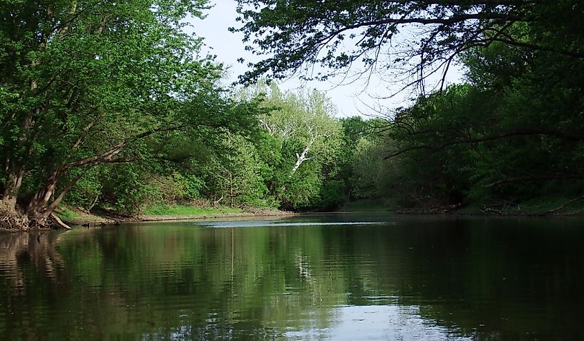 Neosho river reflections in mid morning light