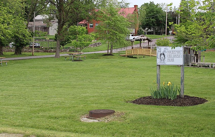 Знак детского парка Рошпорт в Рошпорте, Миссури