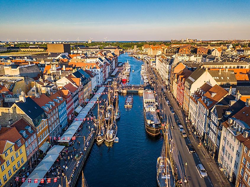 Denmark Nyhavn New Harbour canal and entertainment district. 