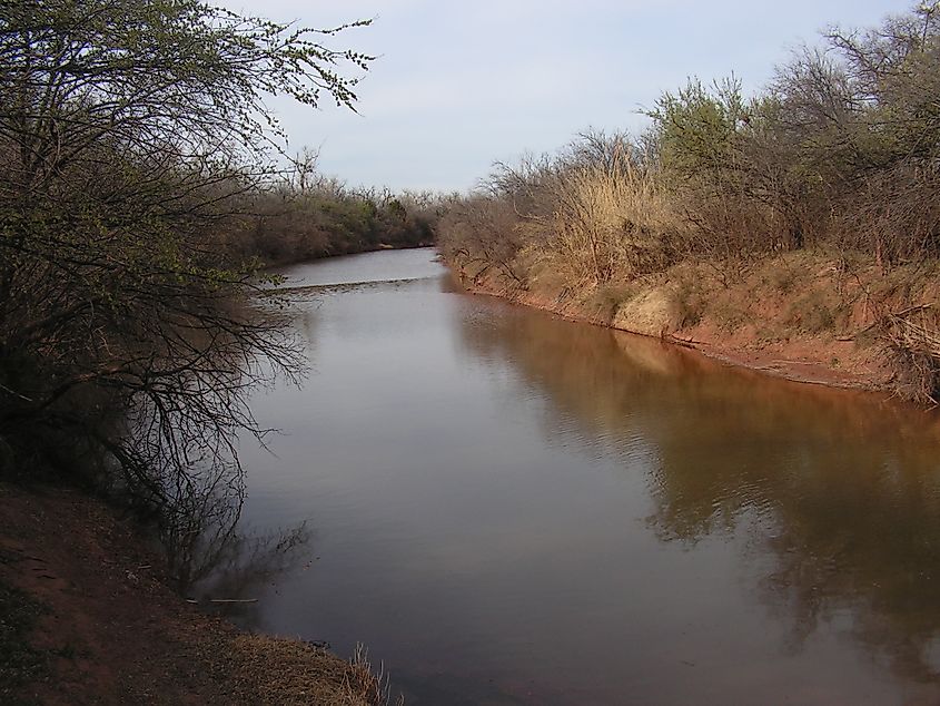 The Wichita River as seen from Lucy Park in Wichita Falls, Texas.