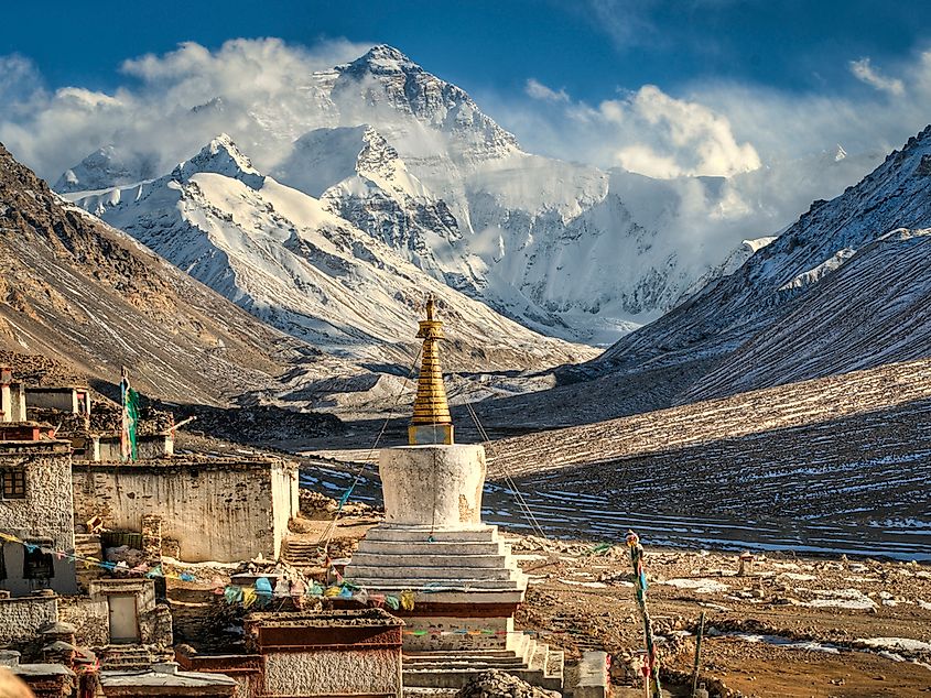 The Rongbuk monastery near Mount Everest Base Camp.