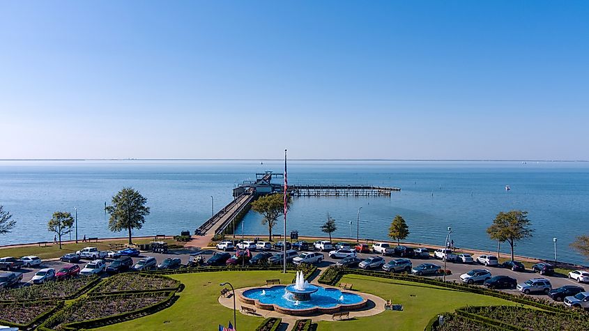 Aerial view of Fairhope, Alabama.