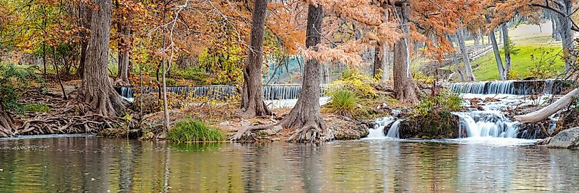 Panorama Of Guadalupe River In Hunt Texas Hill Country.