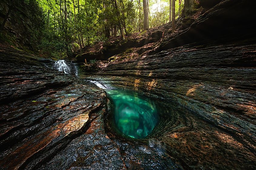 The Devil's Bathtub, a naturally smooth, deep, kidney-shaped swimming hole in Duffield, Virginia.