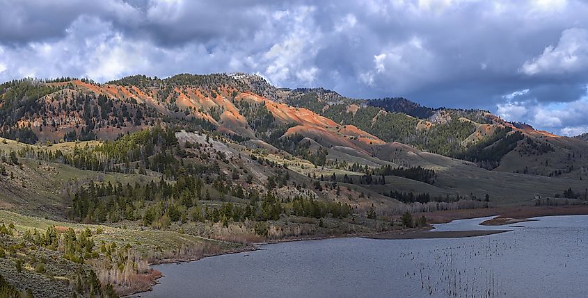 A panorama of the red hills in the Gros Ventre area near Kelly, Wyoming.