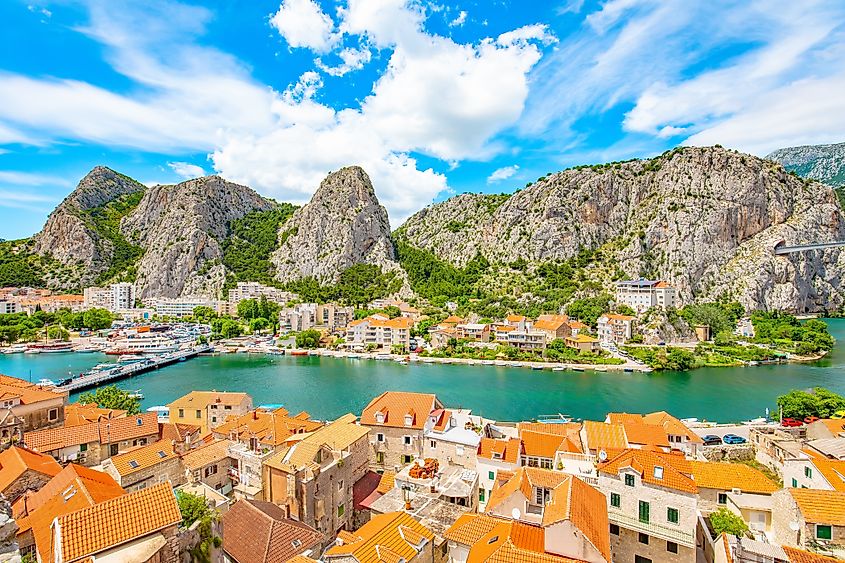 The Cetinz River running through Omis, Croatia.