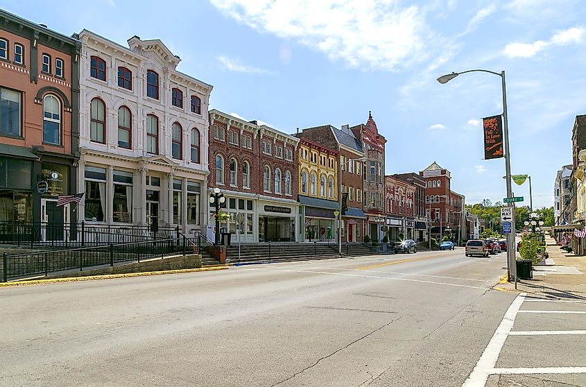 Historic commercial buildings in downtown Winchester, Kentucky.