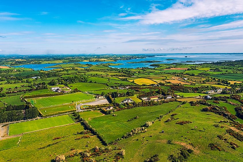 Aerial view of the countryside around Downpatrick, Northern Ireland