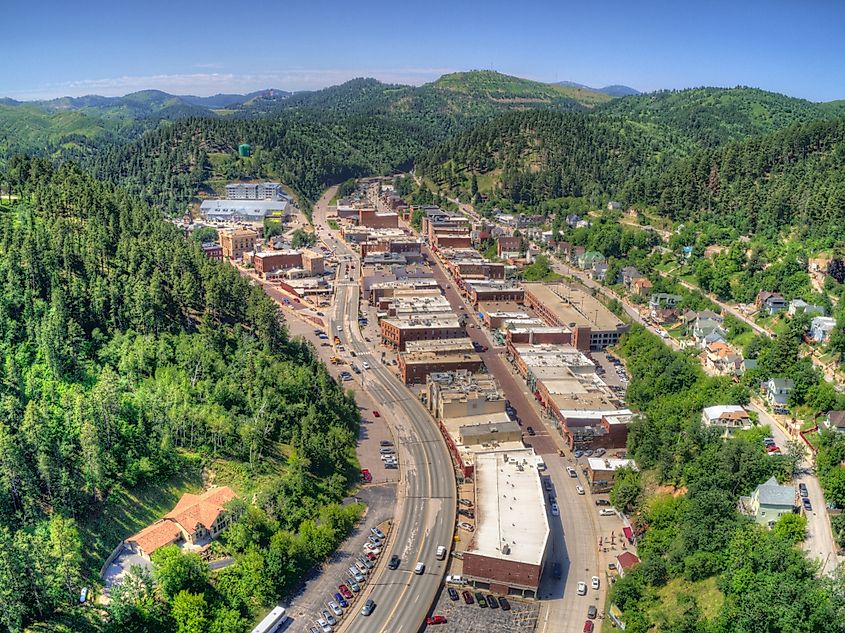 Aerial view of Deadwood, South Dakota