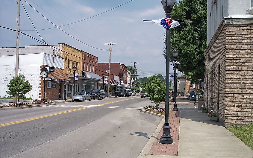 Main Street in downtown Summersville, West Virginia.
