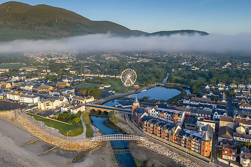 Aerial view of Newcastle in Northern Ireland.