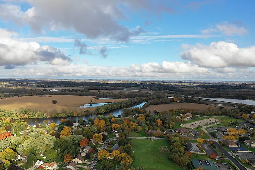Aerial view of Fort Atkinson in Wisconsin.