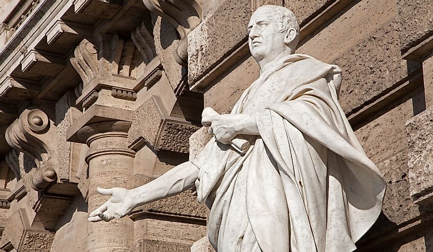 Rome, statue of Cicero from facade of Palazzo di Giustizia