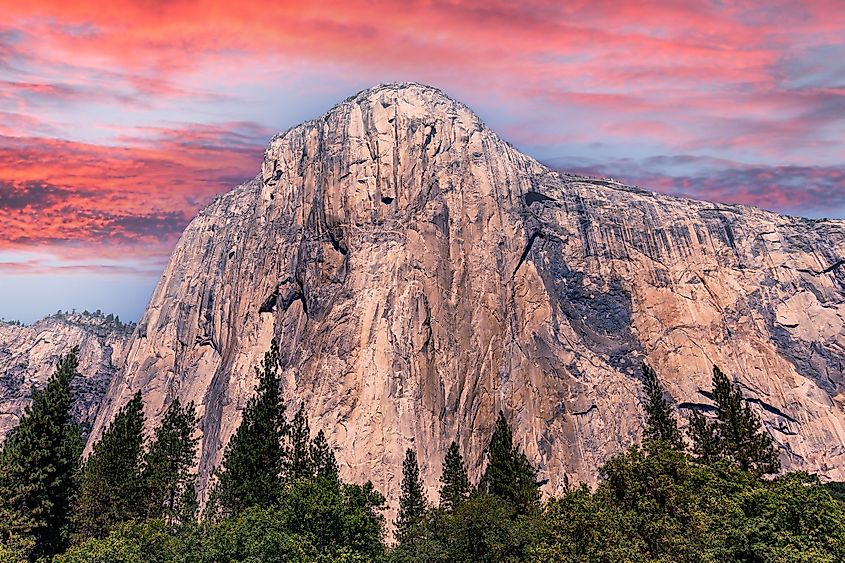 World famous rock climbing wall of El Capitan, Yosemite National Park, California