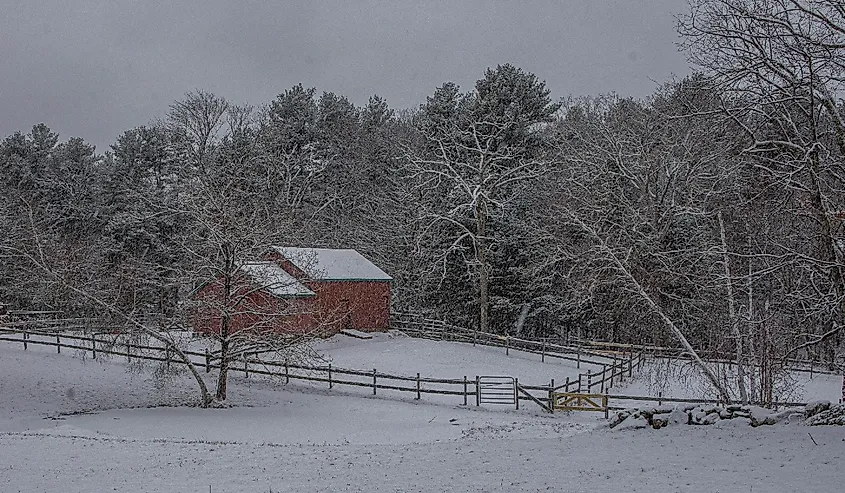 Wintry scene in Burrillville, Rhode Island.