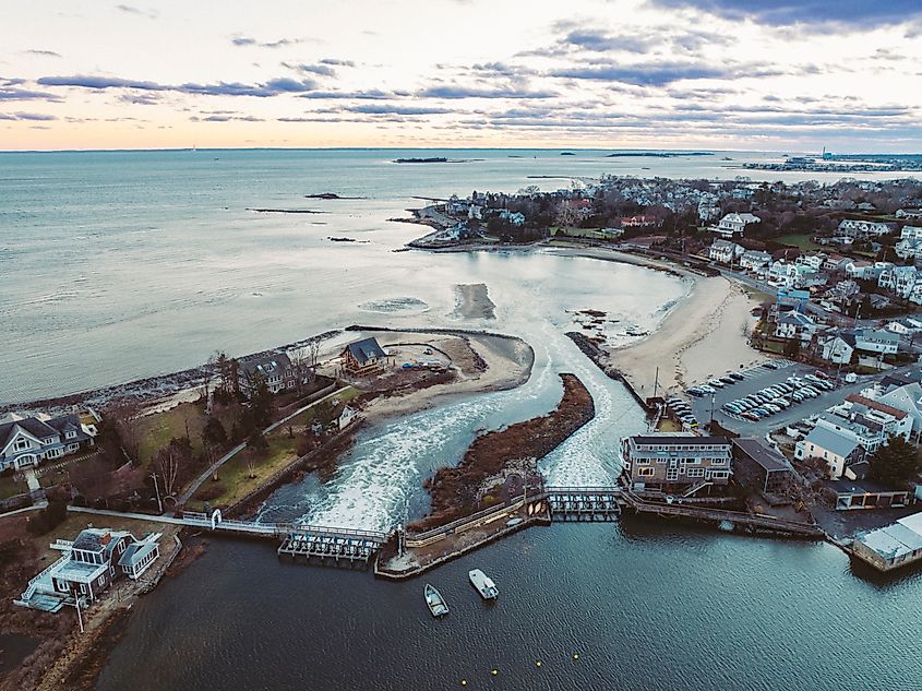 Old Mill Beach Mill Pond Westport Connecticut winter sunset