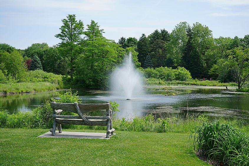 View of lakes and ponds at Botanical garden in Toledo, Ohio