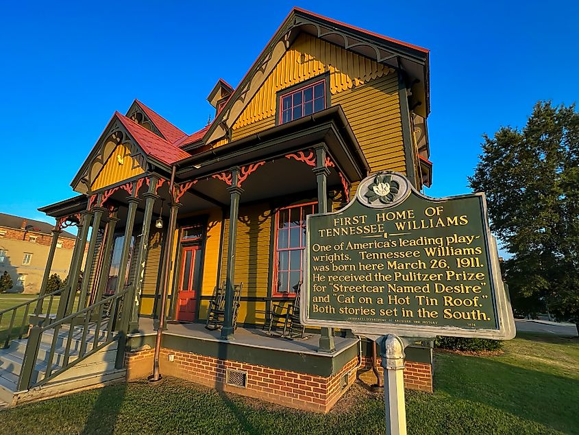 Birthplace of American playwright and screenwriter Tennessee Williams in Columbus, Mississippi
