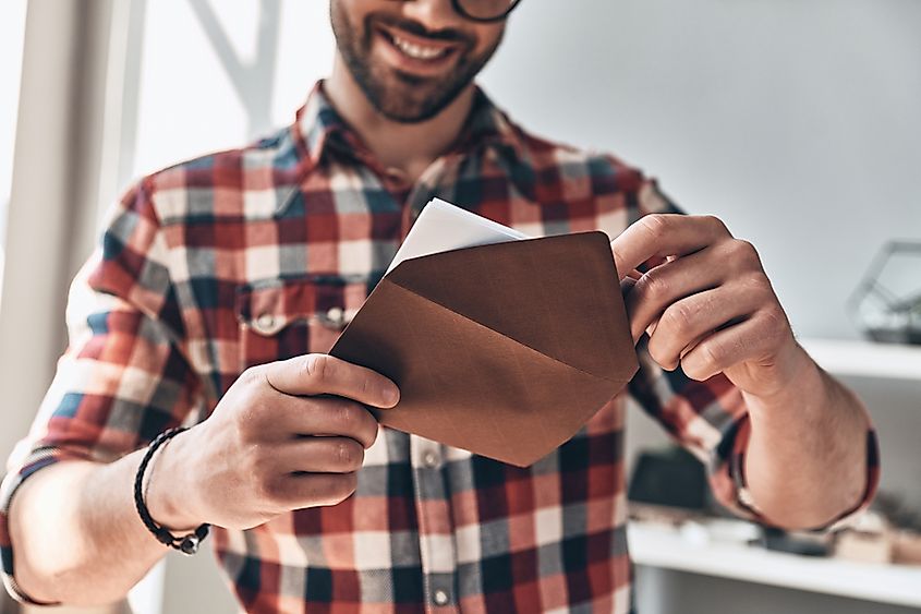 Receiving a greeting card. 