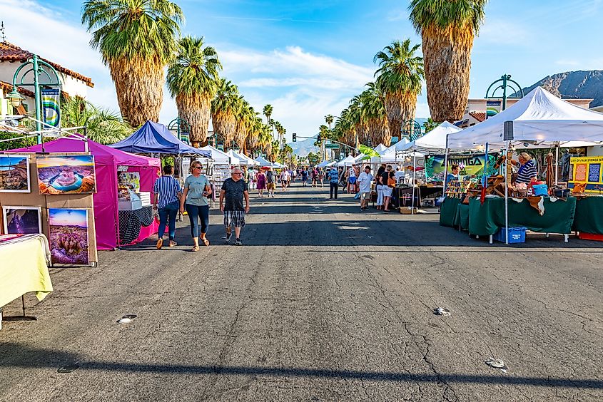 People having a good time at the Palm Springs Street Fair.