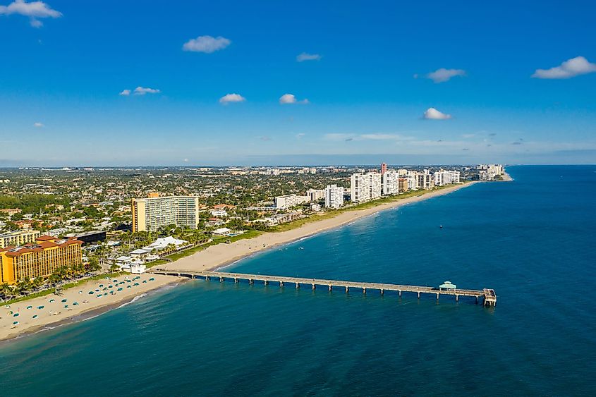 Aerial view of Deerfield Beach, Florida coastline