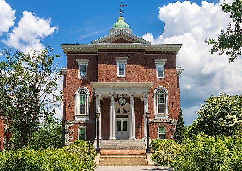 Hathorn Hall on the campus of Bates College in Lewiston, Maine. Editorial credit: Jennifer Yakey-Ault / Shutterstock.com
