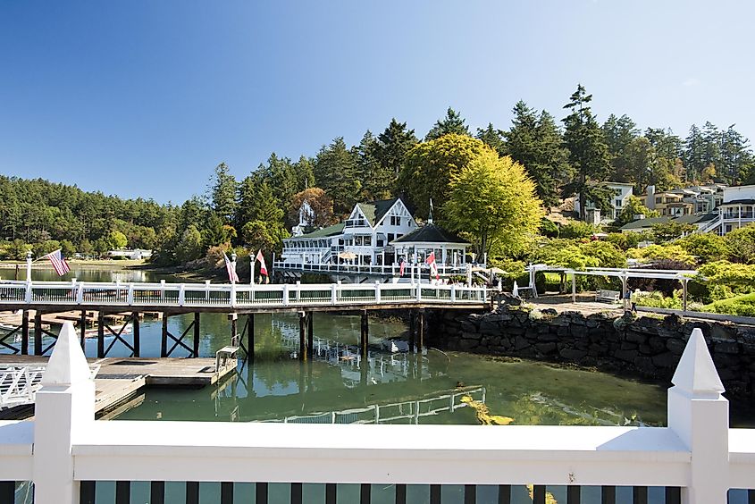 A sunny summer morning in Roche Harbor on San Juan Island, Washington.