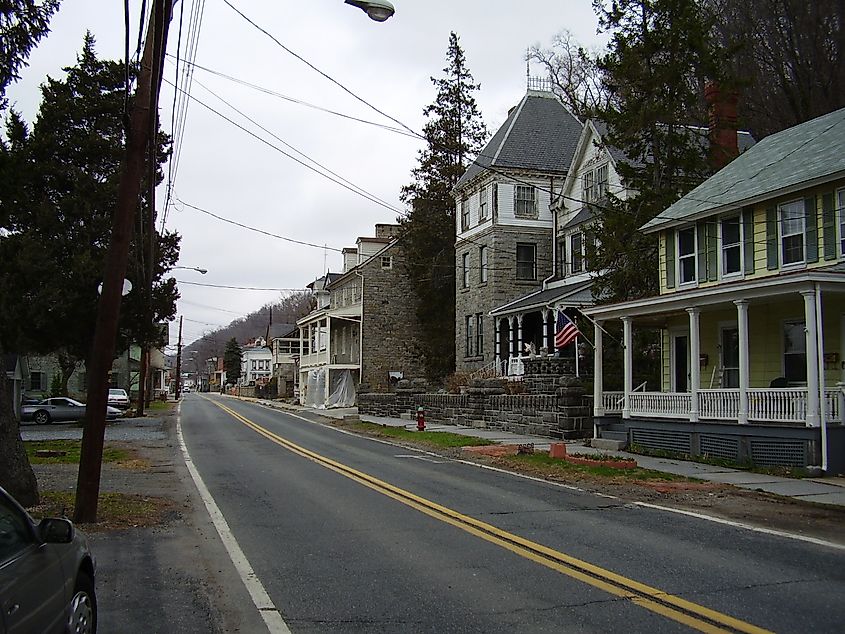 Main Street in historic Port Deposit, Maryland.