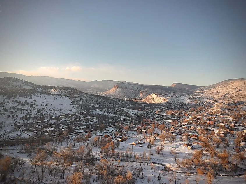 Winter landscape in Lyons, Colorado.