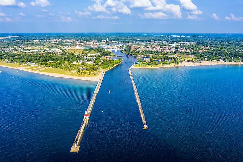 Aerial view of St. Joseph, Michigan