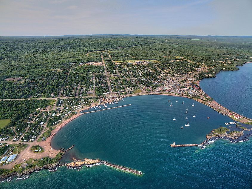 Aerial view of Grand Marais, Minnesota