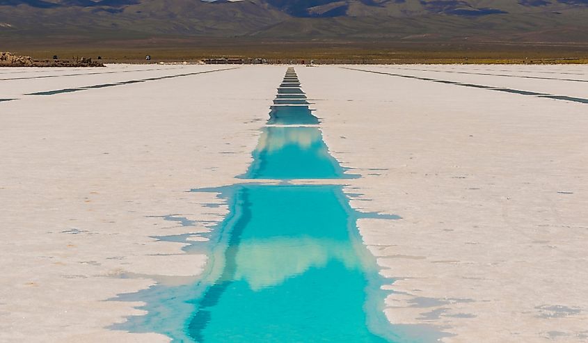 Pools for the extraction of lithium in Salinas Grandes, Jujuy, Argentina