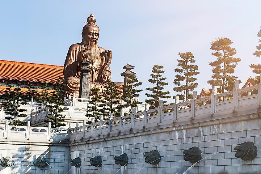 Laozi statue in yuanxuan taoist temple guangzhou, China