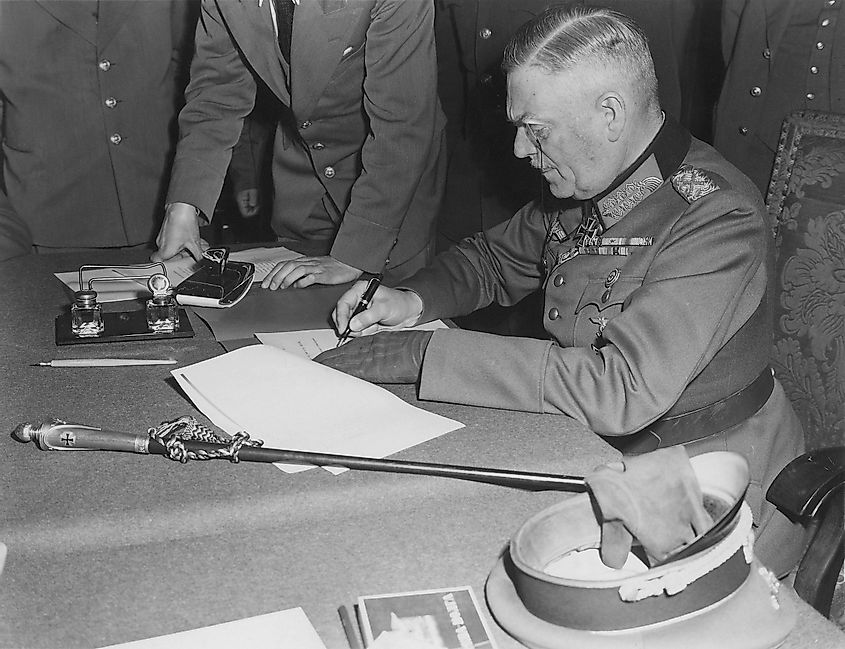 Keitel signs surrender terms, 8 May 1945 in Berlin