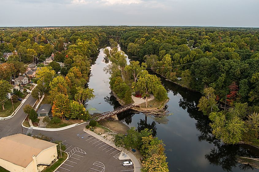 Grand Ledge, Michigan: Aerial View of Island Park Grand Ledge Michigan