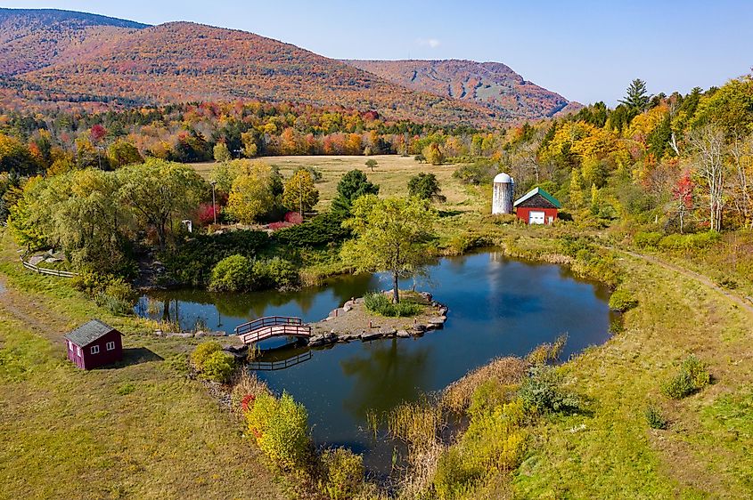 The beautiful town of Hunter in fall in New York