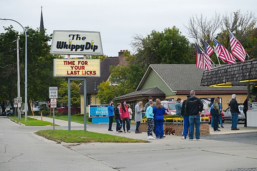 Decorah, Iowa: Customers line up for ice cream at the Whippy Dip, a regional favorite, before the end of the season.