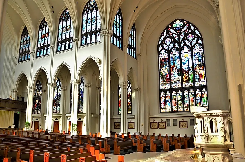 Interior of Cathedral Basilica of the Immaculate Conception in Denver, Colorado.