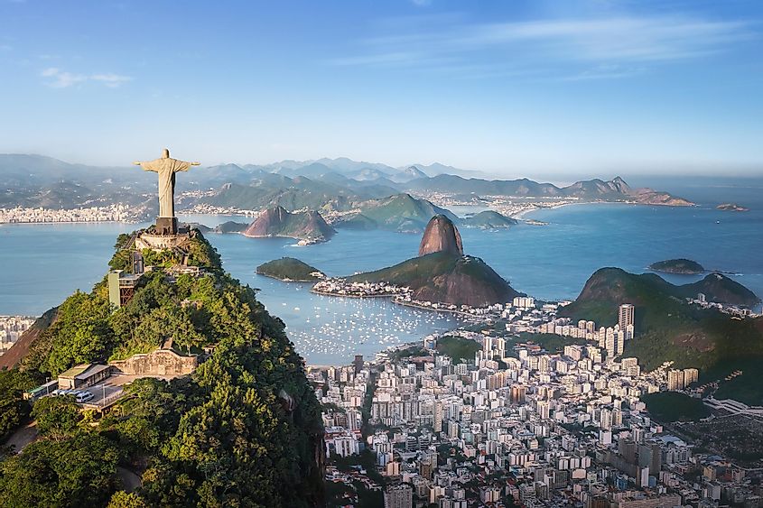 Aerial view of Rio with Corcovado Mountain - Rio de Janeiro, Brazil