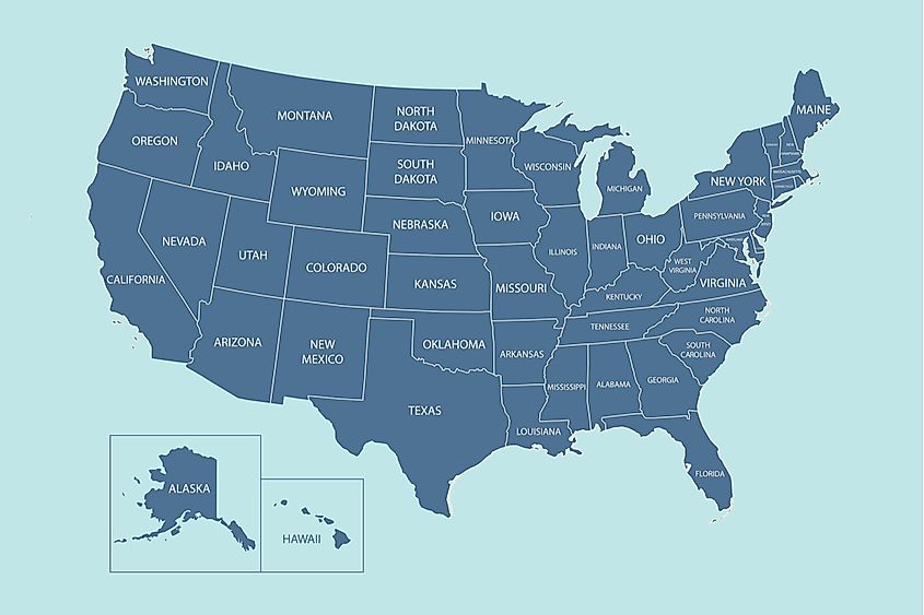 Map With State Lines Which Is The Only Us State Without A Straight Line In Its Border? -  Worldatlas
