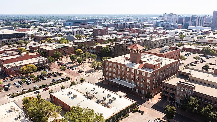 Aerial view of Wichita in Kansas.