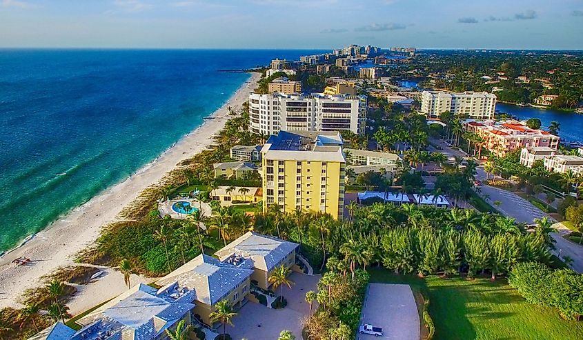 Naples coastline, Florida aerial view.