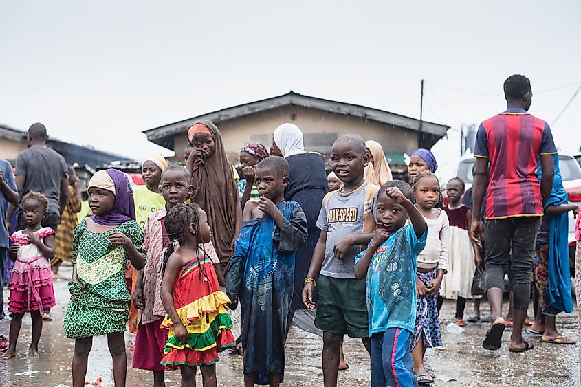 Refugee orphan children fighting extreme poverty in Nigeria, Africa