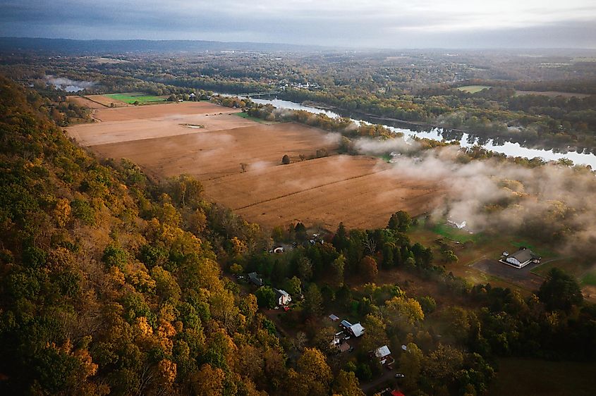 Sunrise over Frenchtown, New Jersey.