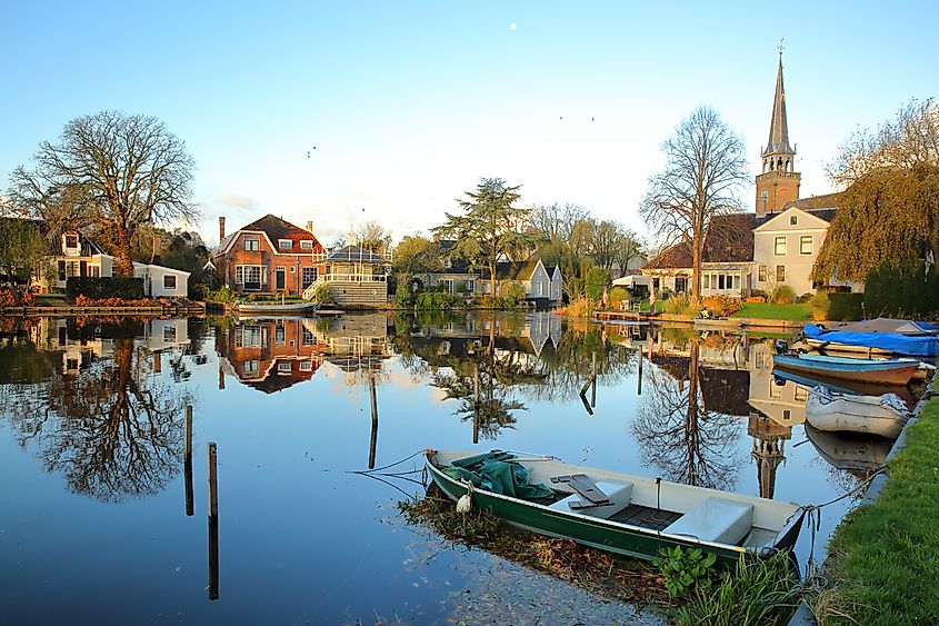 The beautiful waterfront of Broek in Waterland, the Netherlands.