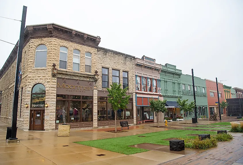 A plaza in Mason City, Iowa.
