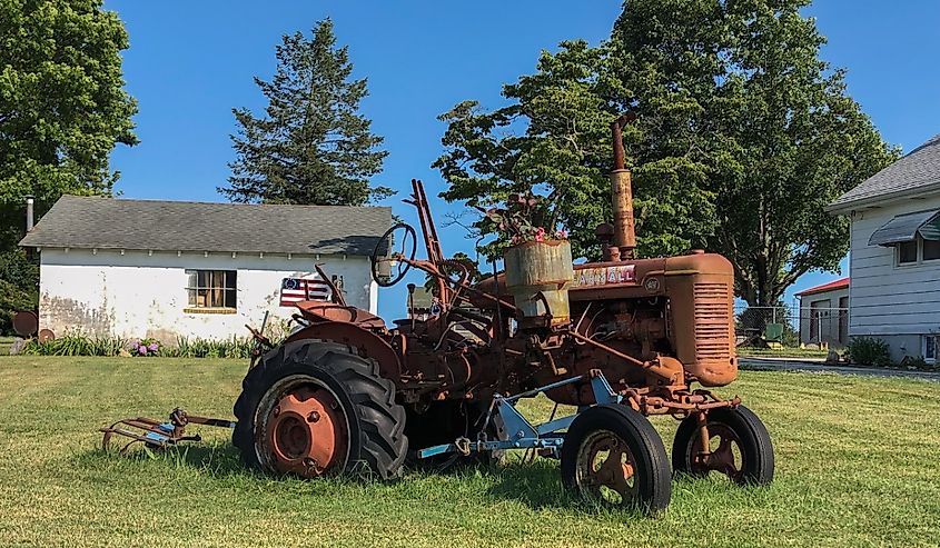 Old Ornamental Tractor In the Yard, Hammonton, New Jersey.