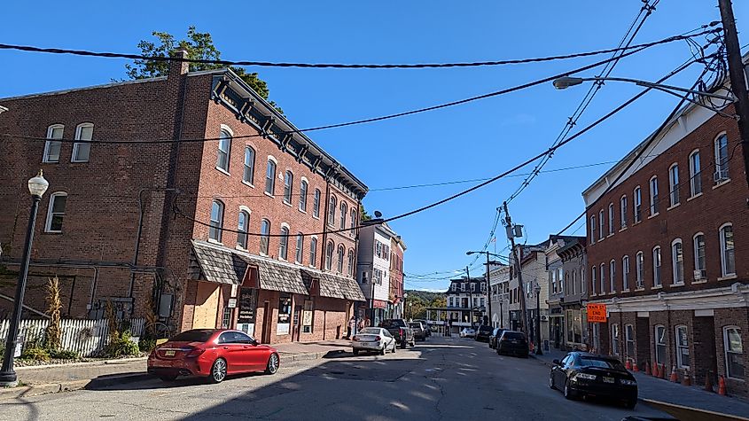 Streetscape of Main Street in downtown Sussex, NJ.