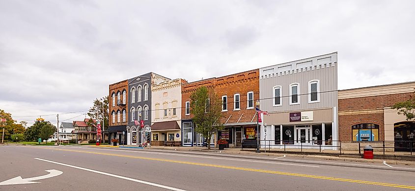 The old business district on State Street in Colon, Michigan.