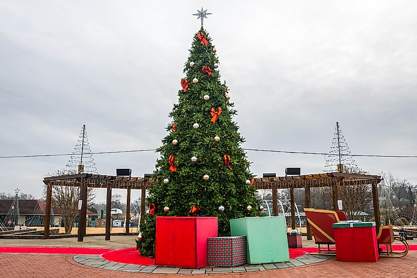 Christmas decorations in Seneca, South Carolina.